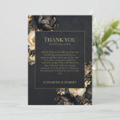 Black & Gold Peony Wedding Thank You Card サンキューカード (スタンド正面)