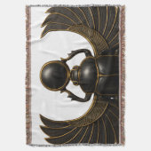 Black & Gold Pharaonic Beetle Throw Blanket スローブランケット (正面縦)