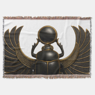 Black & Gold Pharaonic Beetle Throw Blanket スローブランケット