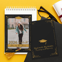 Black Gold Photo Class 2026 Graduate Announcement 招待状