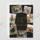 Black & Gold Photo Collage Graduation 招待状 (正面)