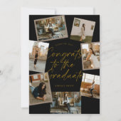 Black & Gold Photo Collage Graduation 招待状 (正面)