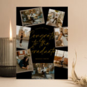Black & Gold Photo Collage Graduation 招待状