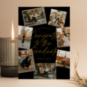 Black & Gold Photo Collage Graduation 招待状
