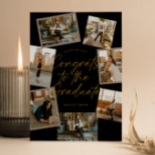 Black & Gold Photo Collage Graduation 案内状