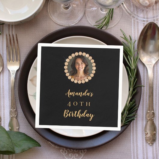 Black gold photo diamonds スタンダードカクテルナプキン