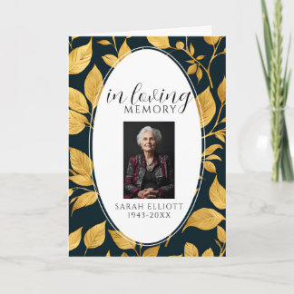 Black & Gold Photo Funeral Order of Service  プログラム