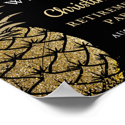 Black Gold Pineapple Retirement Party Welcome ポスター (角)