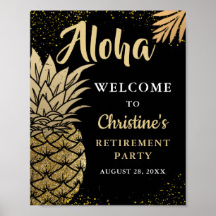 Black Gold Pineapple Retirement Party Welcome ポスター