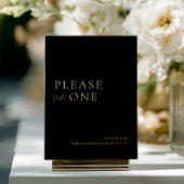 Black & Gold Please Take One Wedding Favor Sign 箔招待状