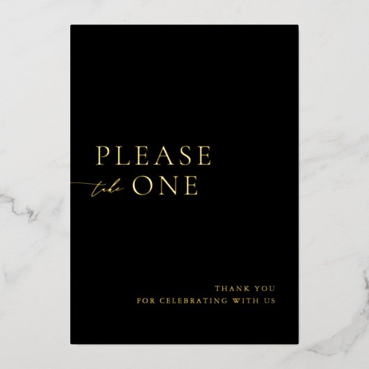 Black & Gold Please Take One Wedding Favor Sign 箔招待状 (正面)