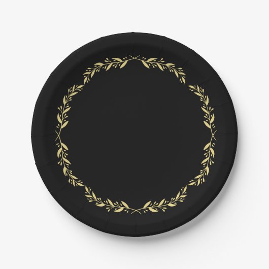 Black & Gold Poker Night Party Plates ペーパープレート (正面)