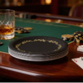 Black & Gold Poker Night Party Plates ペーパープレート