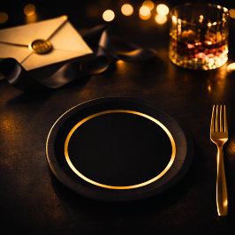 Black & Gold Poker Night Party Plates ペーパープレート