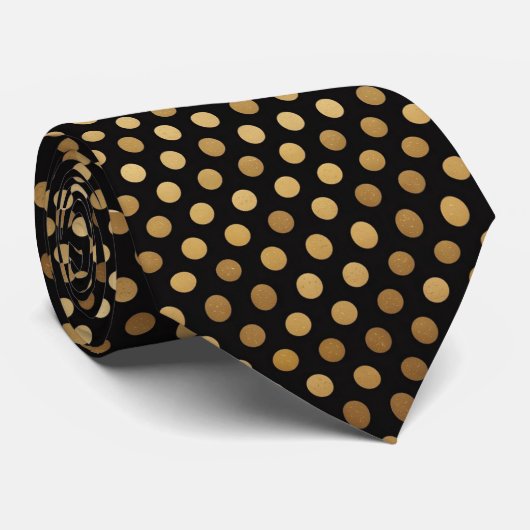 Black & Gold Polka Dot  ネクタイ (ロール)
