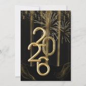 Black Gold Pop Fizz Clink New Years Invitation 招待状 (裏面)