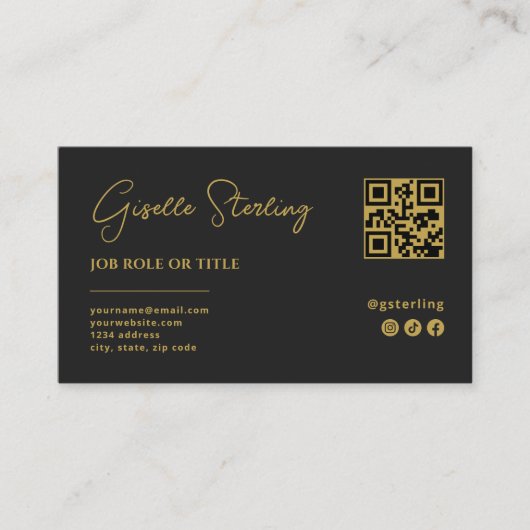 Black & Gold Professional Company Logo QR Code 名刺 (正面)