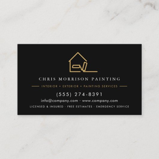 Black Gold Professional Painter Painting QR Code 名刺 (正面)
