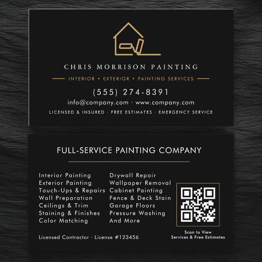 Black Gold Professional Painter Painting QR Code 名刺