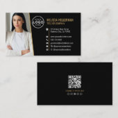 Black Gold Professional QR Code Photo Logo 名刺 (正面/裏面)