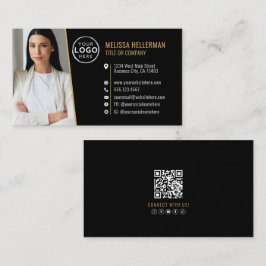 Black Gold Professional QR Code Photo Logo 名刺