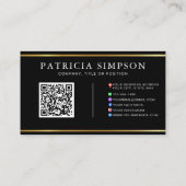 Black Gold QR Code | Logo and Social Media Icons 名刺 (裏面)