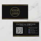 Black Gold QR Code | Logo and Social Media Icons 名刺 (正面/裏面)