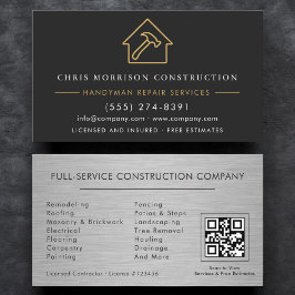Black Gold QR Code Metal Handyman Construction  名刺