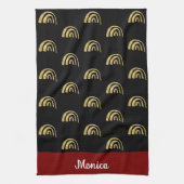 Black & Gold rainbow custom name キッチンタオル (縦)