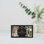 Black Gold Real Estate Agent Photo Custom Logo 名刺 (スタンド正面)