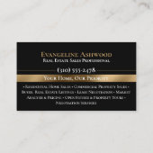 Black Gold Real Estate Agent Photo Custom Logo 名刺 (裏面)