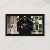 Black Gold Real Estate Agent Photo Custom Logo 名刺 (正面)