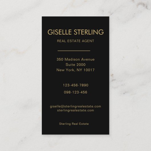 Black Gold Real Estate Agent Professional Photo  名刺 (裏面)