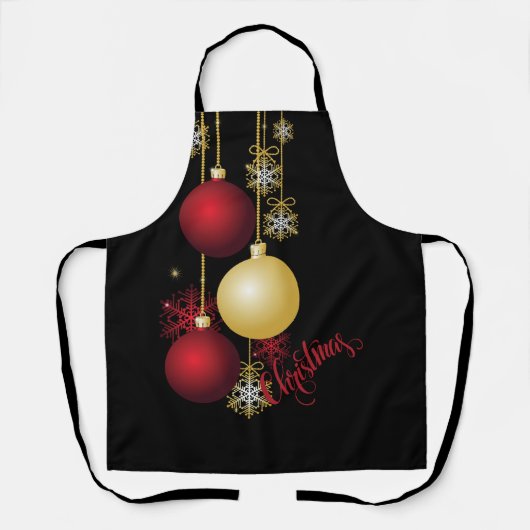 Black, Gold & Red Christmas Party エプロン (正面)