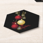 Black, Gold & Red Christmas Party ペーパーコースター (アングル)
