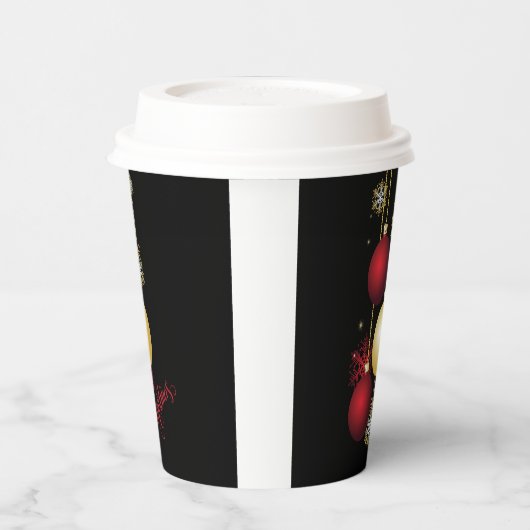 Black, Gold & Red Christmas Party 紙コップ (左)