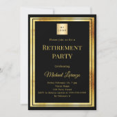 Black gold retirement party QR code business logo 招待状 (正面)