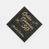 Black Gold Retro Golden Glamorous 50th Birthday スタンダードランチョンナプキン (角)