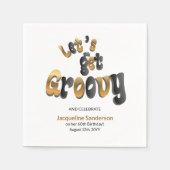 Black Gold Retro Let's Get Groovy 60th Birthday スタンダードカクテルナプキン (正面)