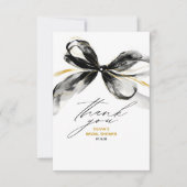 Black Gold Ribbon Bow Whimsical Bridal Shower サンキューカード (正面)