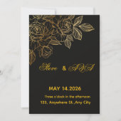 Black & Gold Romantic Wedding Invitation | Elegant 招待状 (正面)