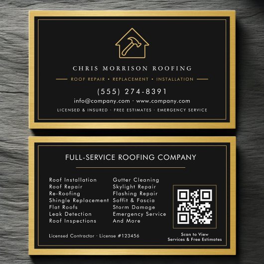 Black Gold Roofing Construction Services QR Code 名刺