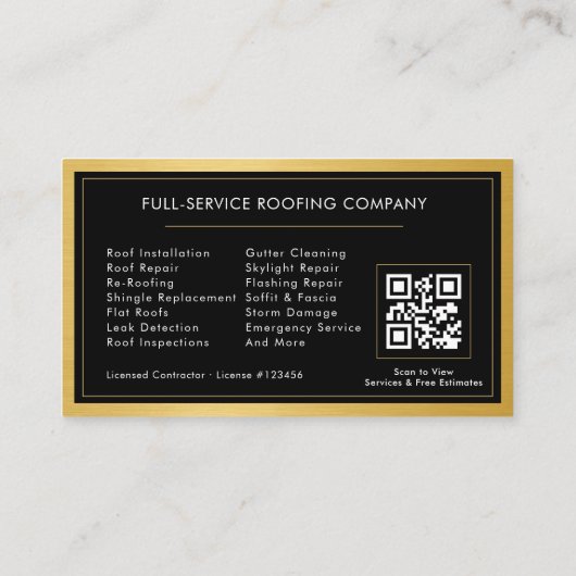 Black Gold Roofing Construction Services QR Code 名刺 (裏面)