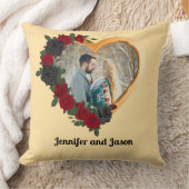 Black & Gold Roses, Gold Heart Photo Frame クッション (ブランケット)