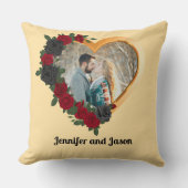 Black & Gold Roses, Gold Heart Photo Frame クッション (正面)