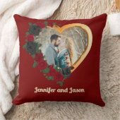 Black & Gold Roses, Gold Heart Photo Frame クッション (ブランケット)