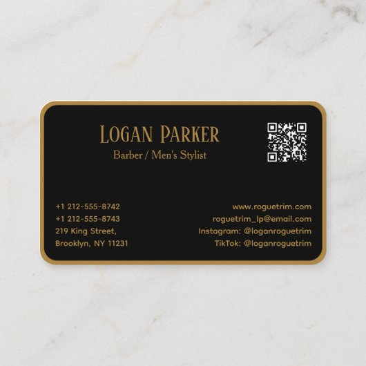 Black Gold Scissors Modern Barber 名刺 (裏面)