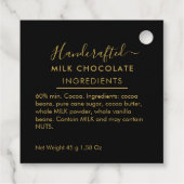 Black Gold Script Milk Chocolate Ingredients フェイバータグ (裏面)