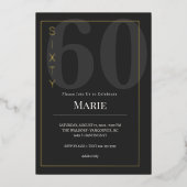 Black & Gold Sixty/60th Birthday Celebration 箔招待状 (正面)