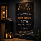 Black Gold Sixty Birthday Sign 横断幕